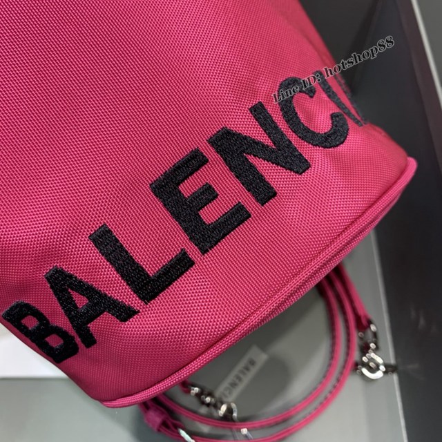 Balenciaga專櫃爆款Balen超輕水桶包 巴黎世家玫紅帆布手提包 fyj1501